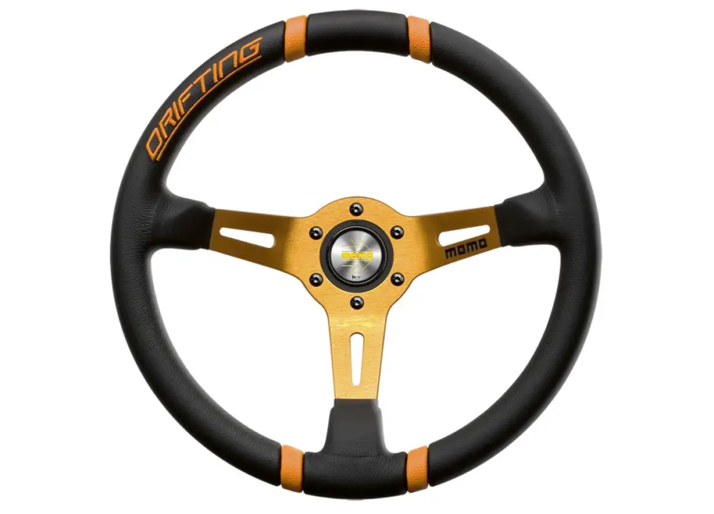 MOMO Drifting sportovní kožený volant 350 mm - oranžový Must-Have
