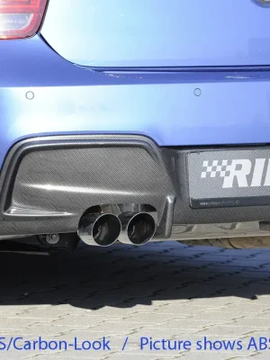 Autentický Rieger vložka zadního nárazníku pro BMW řada 1 F20, F21 sedan / 2-dvéř., sedan / 4-dvéř. před faceliftem, plast ABS bez povrchové úpravy, pro orig. dvojitou koncovku vlevo