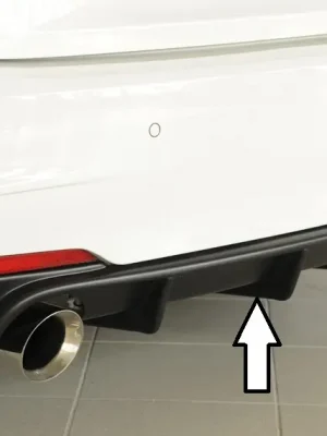 Akce Rieger vložka zadního nárazníku pro BMW řada 3 F30, F31 sedan, touring vč. faceliftu, plast ABS bez povrchové úpravy, pro orig. koncovky na obou stranách (335i/340i look)