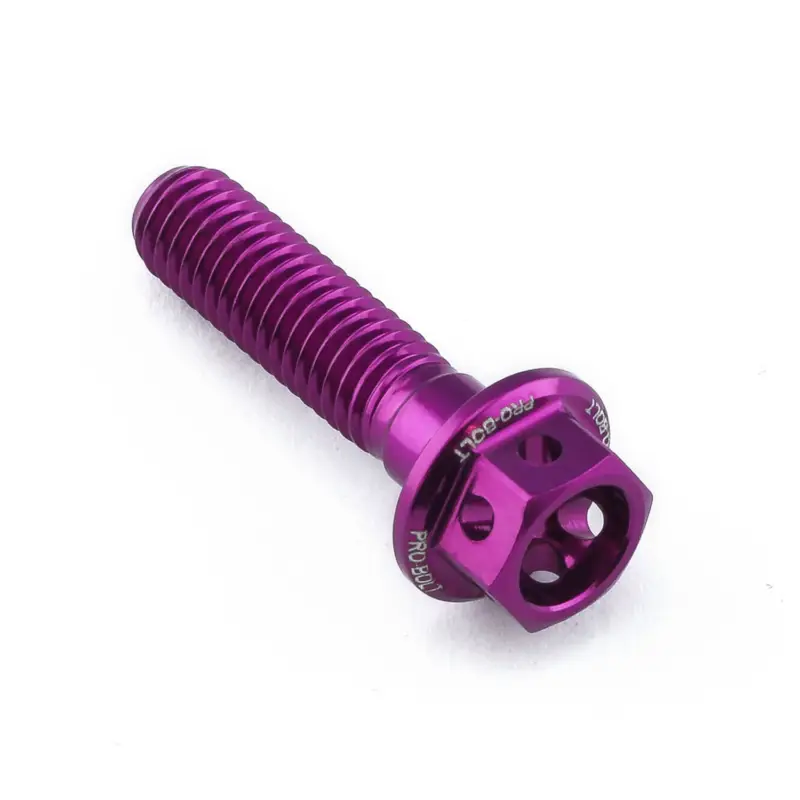 Oblíbený Pro-Bolt hliníkový šroub s šestihrannou hlavou 10 mm, závitem M5 x 0,80 mm a délkou závitu 20 mm, barva: fialová