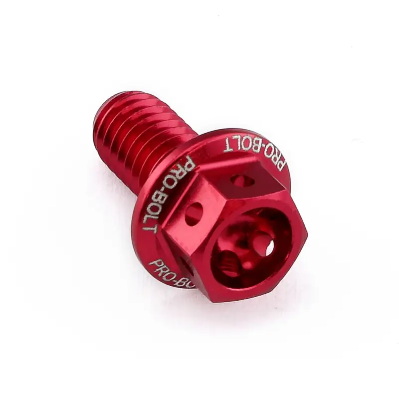 Pro-Bolt hliníkový šroub s šestihrannou hlavou 12 mm, závitem M6 x 1,00 mm a délkou závitu 12 mm, barva: červená Poslední Šance