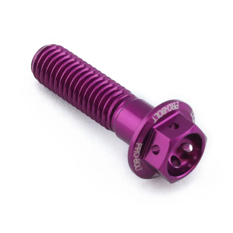 Časově Omezené Pro-Bolt hliníkový šroub s šestihrannou hlavou 15 mm, závitem M8 x 1,25 mm a délkou závitu 30 mm, barva: fialová