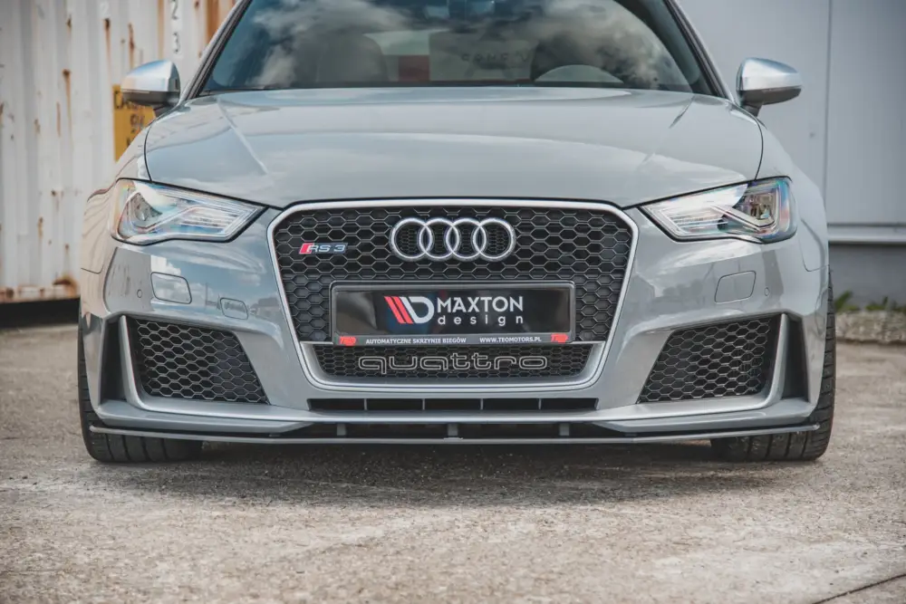 Akce Maxton Design "Racing durability" spoiler pod přední nárazník pro Audi RS3 8V, plast ABS bez povrchové úpravy, s červenou linkou