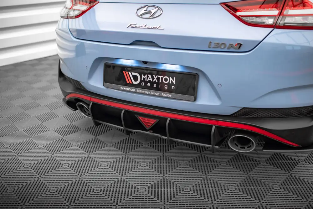 Speciální Cena Maxton Design "Street Pro" difuzor zadního nárazníku pro Hyundai i30 N Mk3, plast ABS bez povrchové úpravy, s červenou linkou, Fastback
