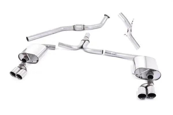 Milltek Sport výfukový systém cat-back bez rezonátoru Quad-outlet pro Audi A4 2.0 TFSI S-line B8 (2WD a quattro Tiptronic) Sedan/Avant 2008-2011 Finální Výprodej