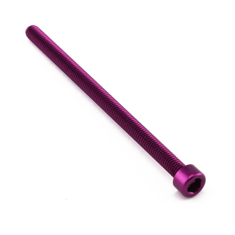 Cenový Hit Pro-Bolt hliníkový inbusový šroub s válcovou hlavou se závitem M6 x 1,00 mm a délkou závitu 100 mm, barva fialová