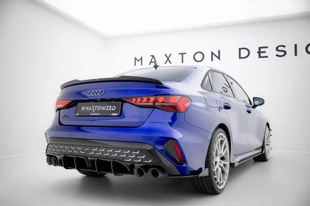Maxton Design "Street Pro" difuzor zadního nárazníku pro Audi S3 8Y Facelift, plast ABS bez povrchové úpravy, Sedan, s červenou linkou Akční Cena