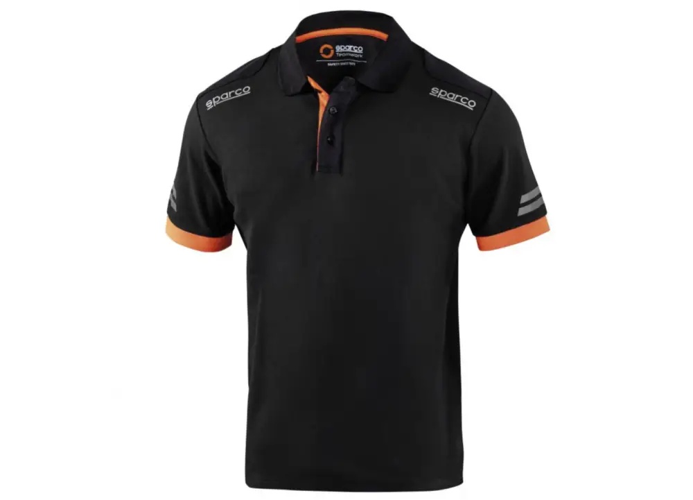 Značkový Sparco technické polo triko Toledo, barva černo-oranžová, velikost XL